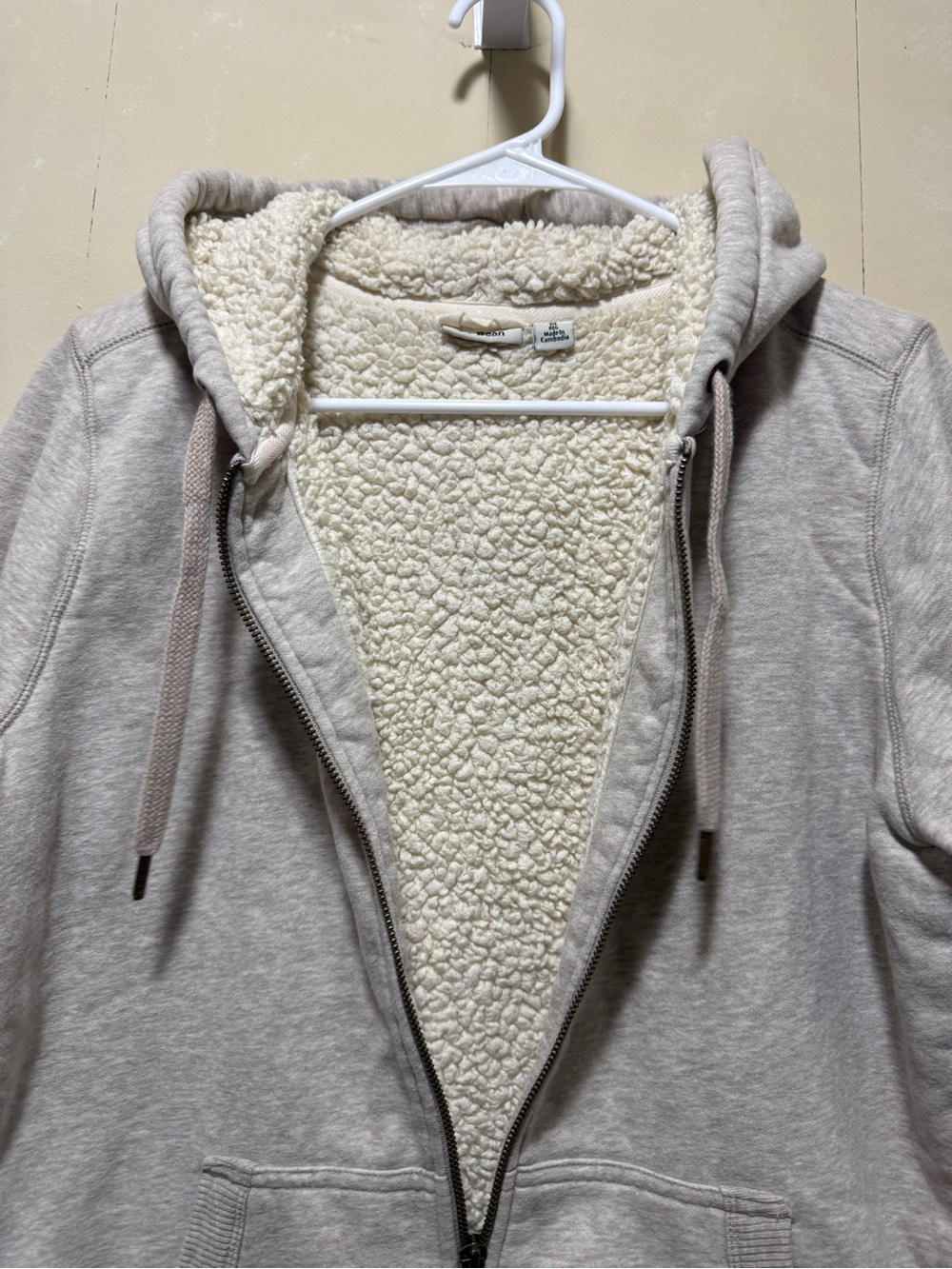 Vintage L.L. Bean Sherpa-Lined Zip Up Hoodie Jacket Women’s Sz M Gray - Picture 4 of 9